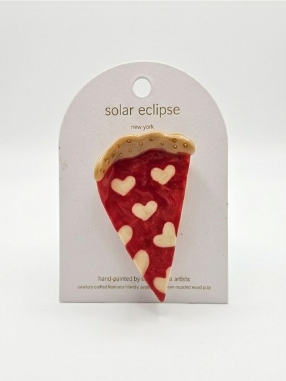 New Solar Eclipse New York Red Heart Pizza Slice Brooch